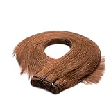 hair2heart Premium Extensiones Pelo Natural Cortina, liso - 100g 60cm #8 Marrón claro
