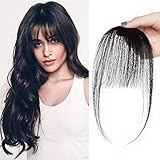 Flequillo Postizo Pelo Natural Clip [Ligero] Clip in Fringe Bangs (#1 Negro Intenso)